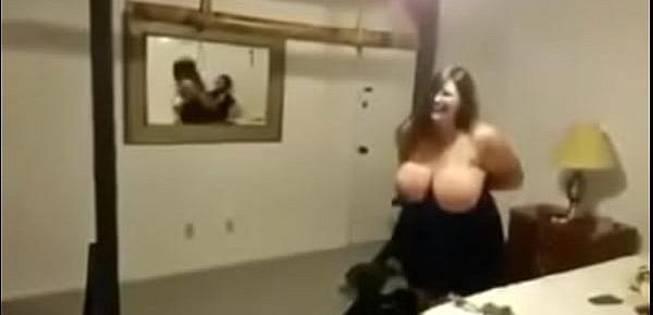  BBW girl gets a knock to her knockers
